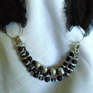 No 1381 Handmade ribbon necklace with detachable row